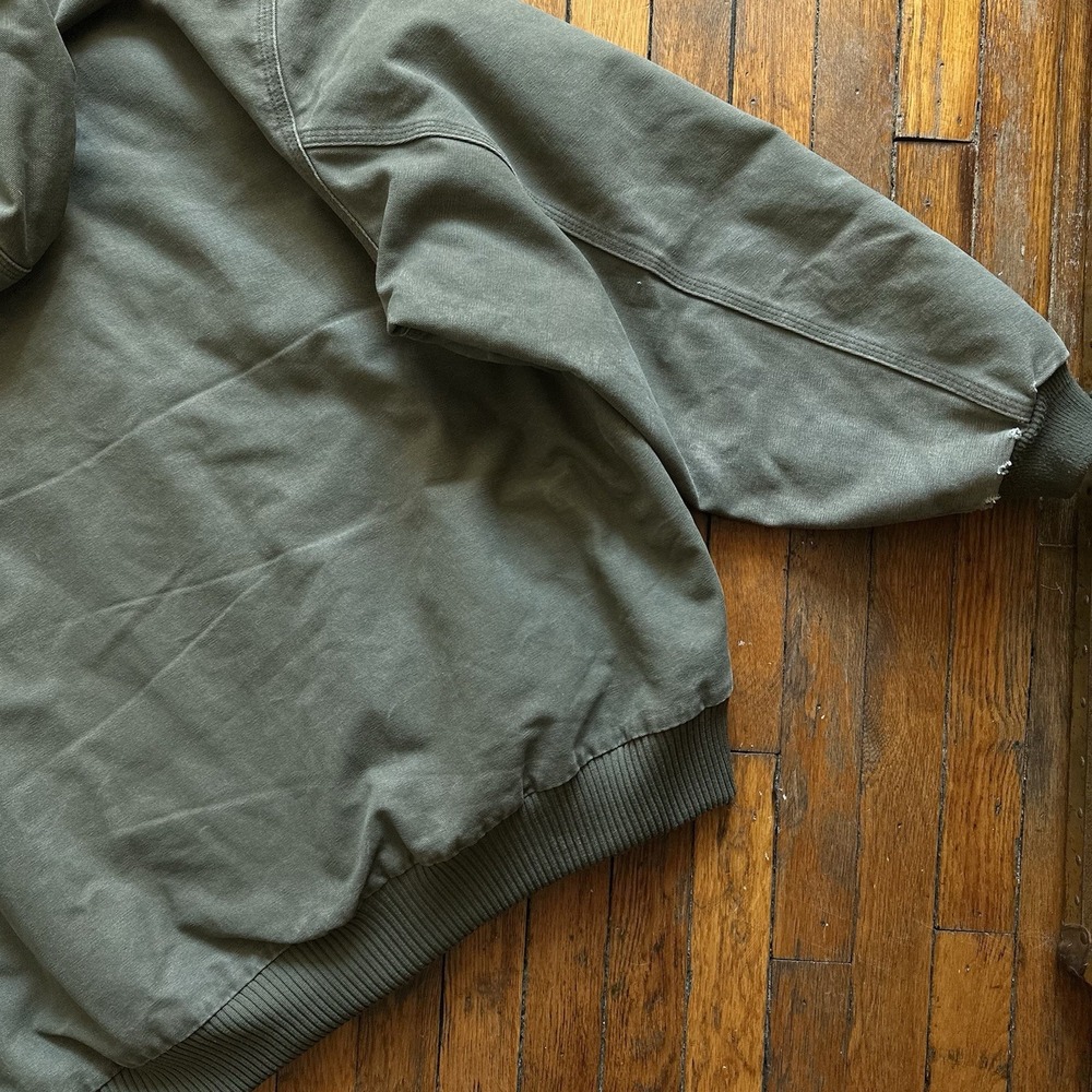 Vtg Y2K Carhartt J130 ARG Duck Canvas Hooded Chore Jacket Lined Men 3XL Green - Picture 16 of 16